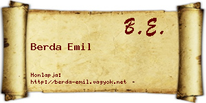 Berda Emil névjegykártya